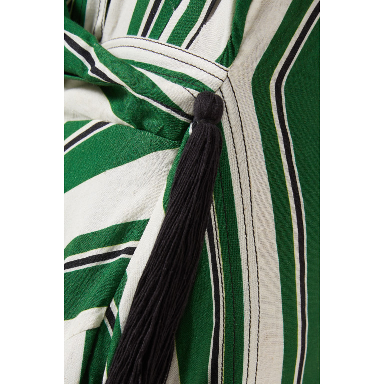 Yarn By FN - Striped Embellished Kaftan in Linen