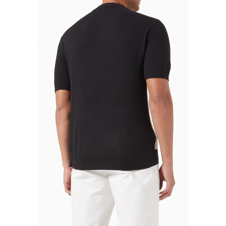 Stussy - Textured Polo Sweater in Cotton Blend Black