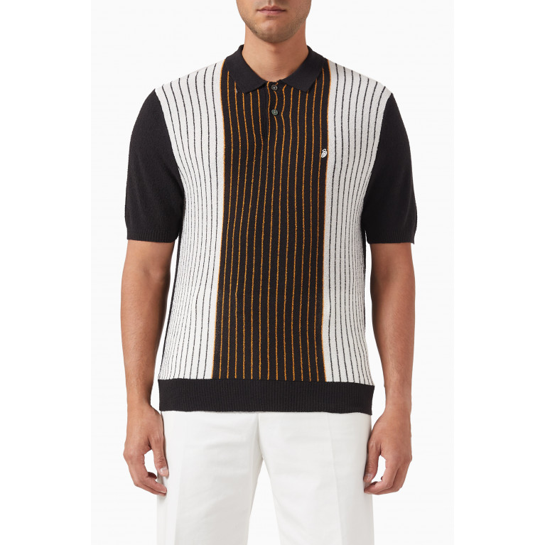 Stussy - Textured Polo Sweater in Cotton Blend Black
