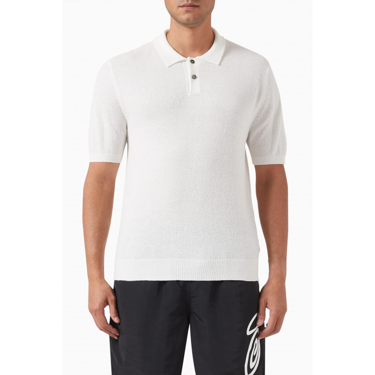 Stussy - Textured Polo Sweater in Cotton Blend Neutral