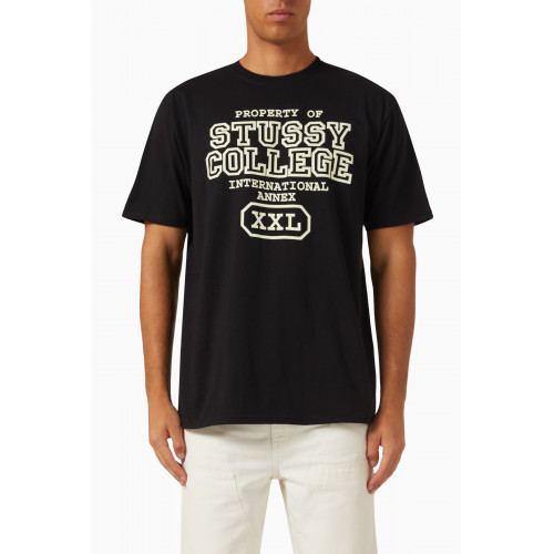 Stussy - Slogan Print T-shirt in Cotton Black