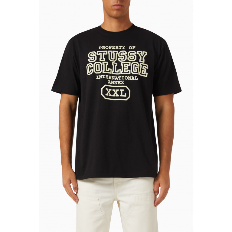 Stussy - Slogan Print T-shirt in Cotton Black