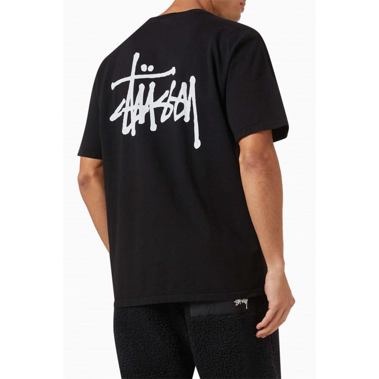 Stussy - Logo Print T-shirt in Cotton Black