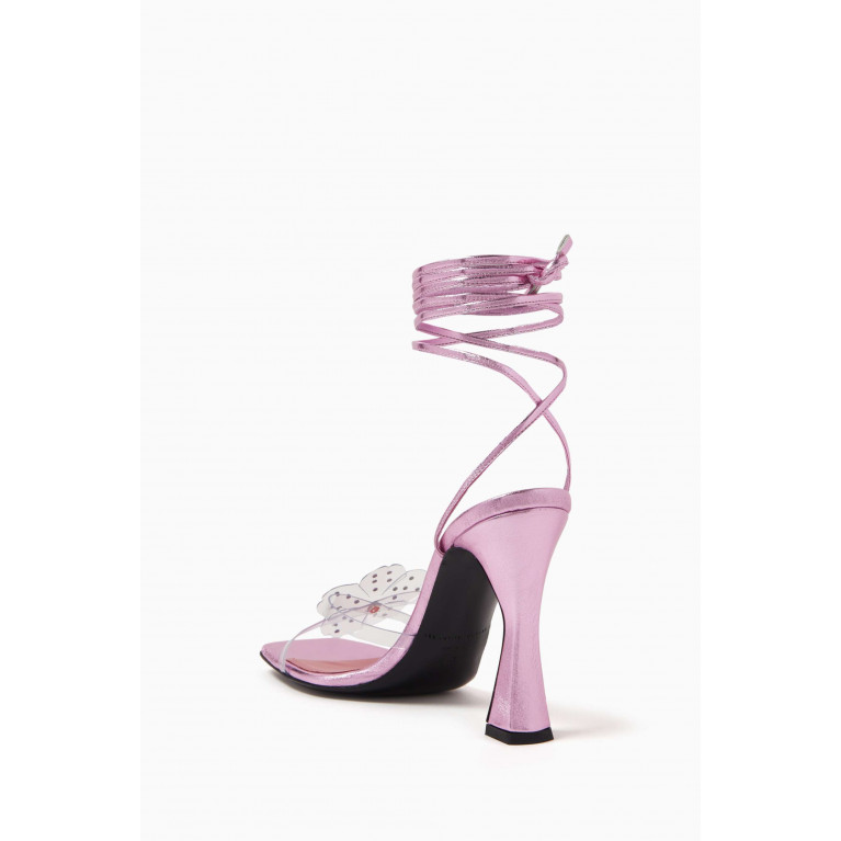 Les Petits Joueurs - Nicol 100 Wrap-around Sandals in Laminated Leather & PVC