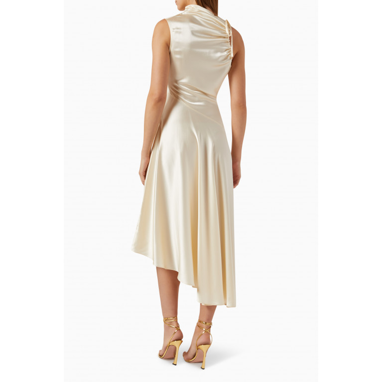 Elleme - Draped Midi Dress in Silk Neutral