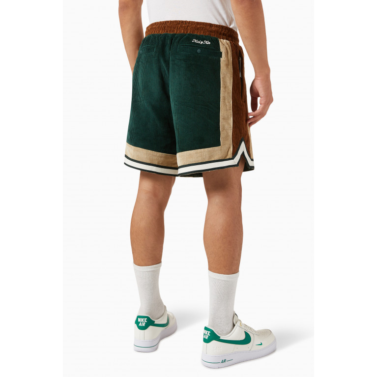 Kith - Curtis Colour-blocked Shorts in Corduroy Green