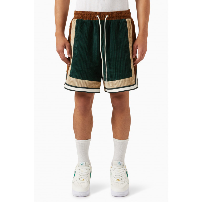 Kith - Curtis Colour-blocked Shorts in Corduroy Green