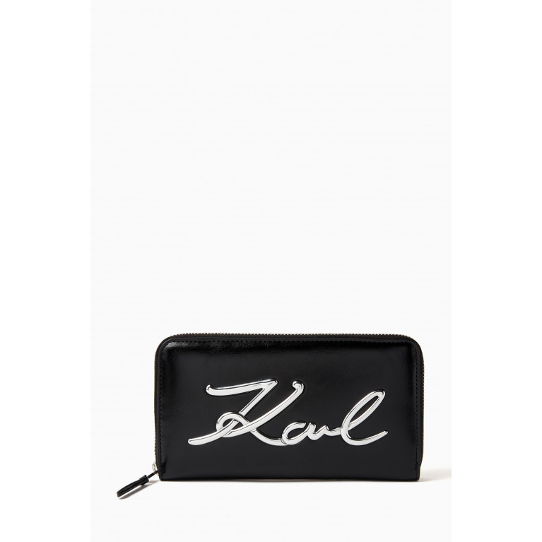 Karl Lagerfeld - K/Signature Zip Around Wallet in Leather