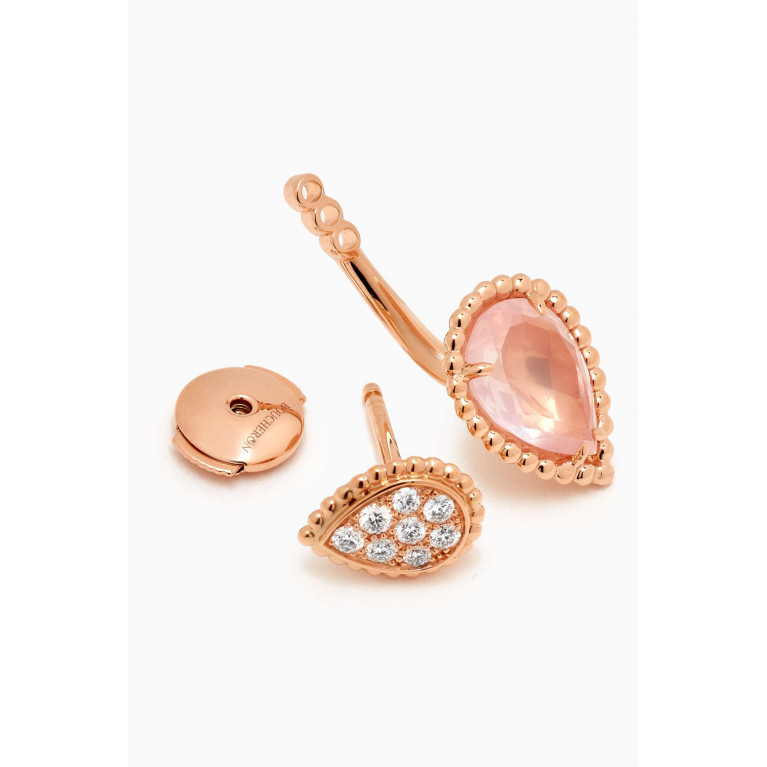 Boucheron - Serpent Bohème Double Motif Diamond & Pink Quartz Single Stud Earring in 18kt Rose Gold