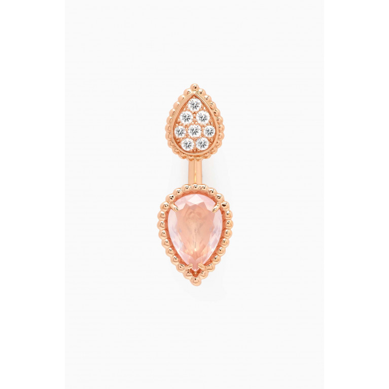 Boucheron - Serpent Bohème Double Motif Diamond & Pink Quartz Single Stud Earring in 18kt Rose Gold