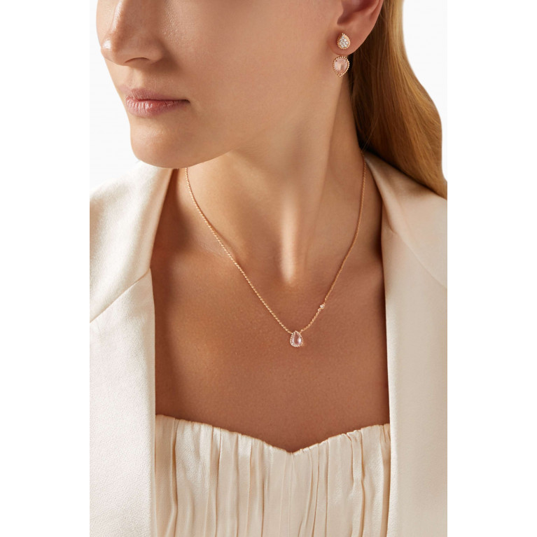 Boucheron - Serpent Bohème Diamond XS Motif Pink Quartz Pendant Necklace in 18kt Rose Gold