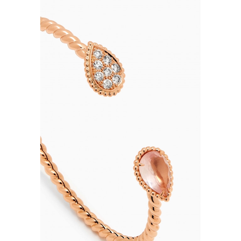 Boucheron - Serpent Bohème S Motif Diamond & Pink Quartz Bracelet in 18kt Rose Gold