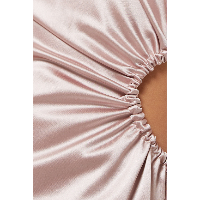 Elle Zeitoune - Michela One-shoulder Maxi Dress in Satin Pink