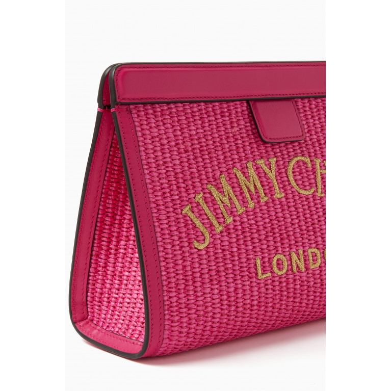 Jimmy Choo - Varenne Pouch Clutch Bag in Woven Fabric Pink