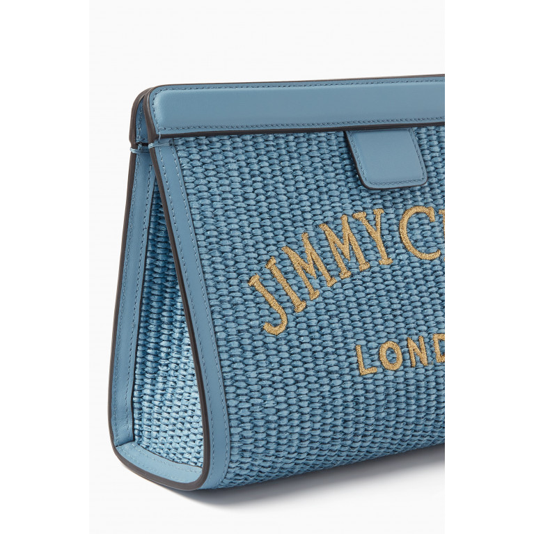 Jimmy Choo - Varenne Pouch Clutch Bag in Woven Fabric Blue