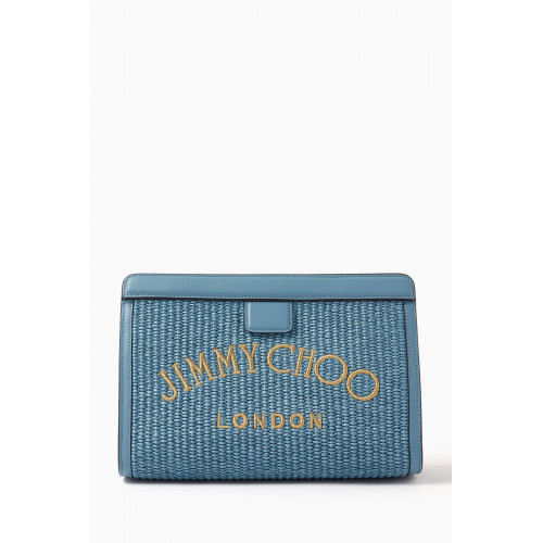 Jimmy Choo - Varenne Pouch Clutch Bag in Woven Fabric Blue