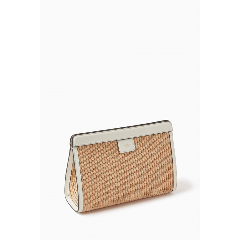 Jimmy Choo - Varenne Pouch Clutch Bag in Woven Fabric White