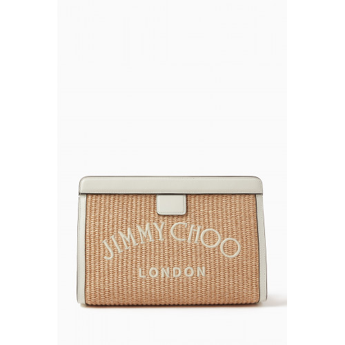 Jimmy Choo - Varenne Pouch Clutch Bag in Woven Fabric White
