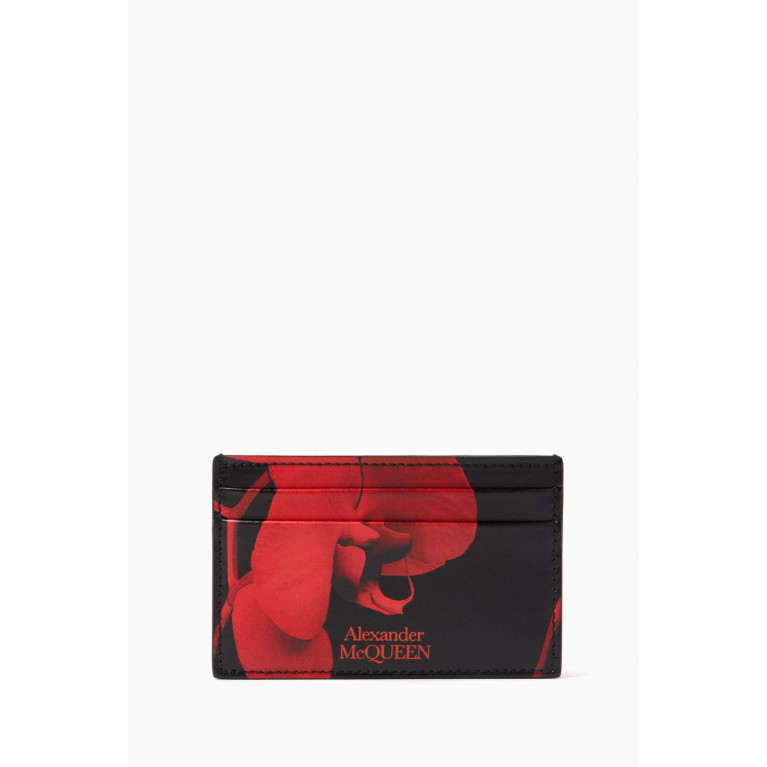 Alexander McQueen - Orchid-print Card Holder in Leather