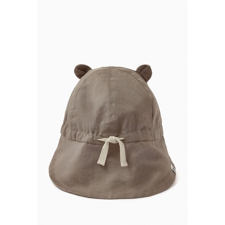 Liewood - Gorm Bear Ears-embroidered Sun Hat in Organic Cotton & Linen Multicolour