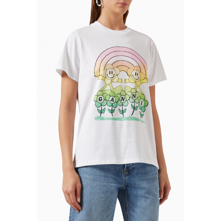 Ganni - Rainbow-print T-shirt in Jersey