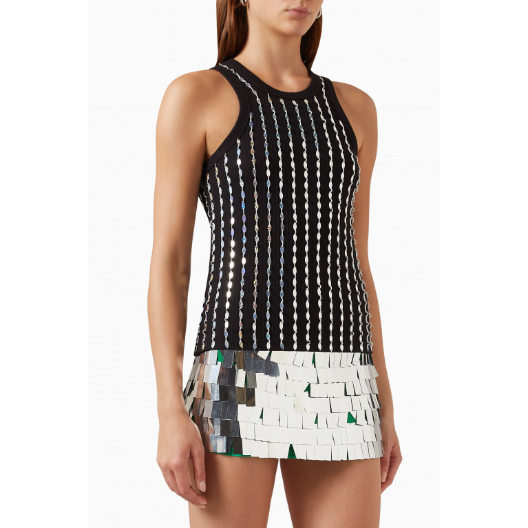 Ganni - Beaded Tank Top in Ribbed-jersey Black