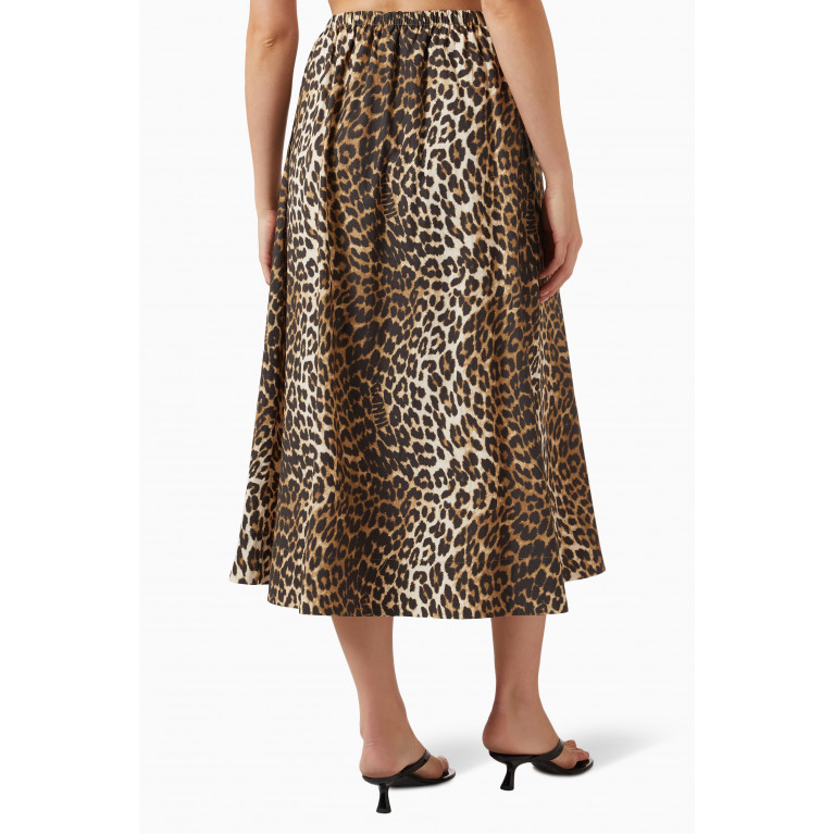 Ganni - Leopard-print Midi Skirt in Organic-cotton