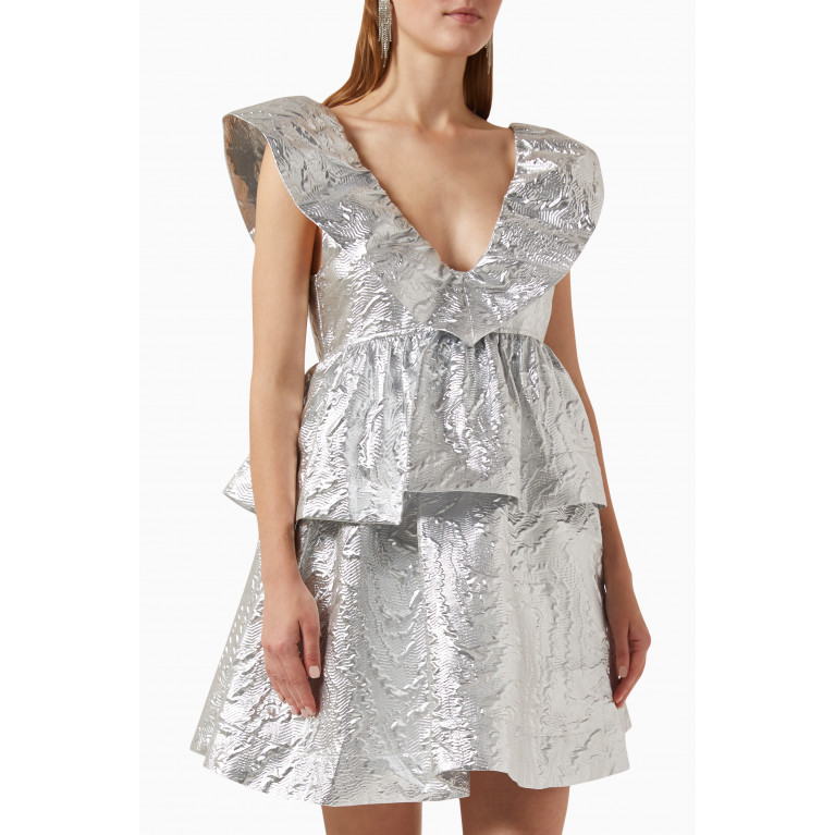 Ganni - Metallic Mini Dress in Jacquard