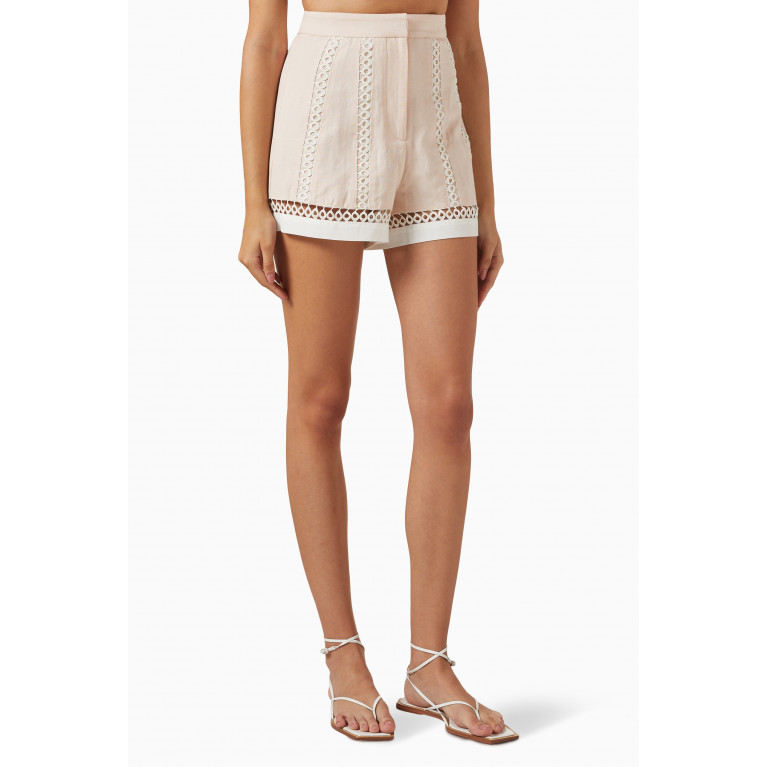 Significant Other - Blaire High-waist Shorts in Cotton & Linen-blend