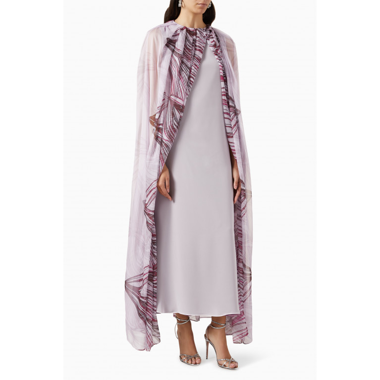 Tha Seen - Printed Cape with Dress in Chiffon
