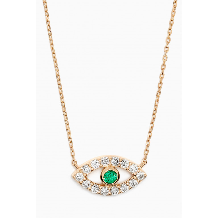 Fergus James - Evil Eye Emerald & Diamond Pendant Necklace in 18kt Yellow Gold