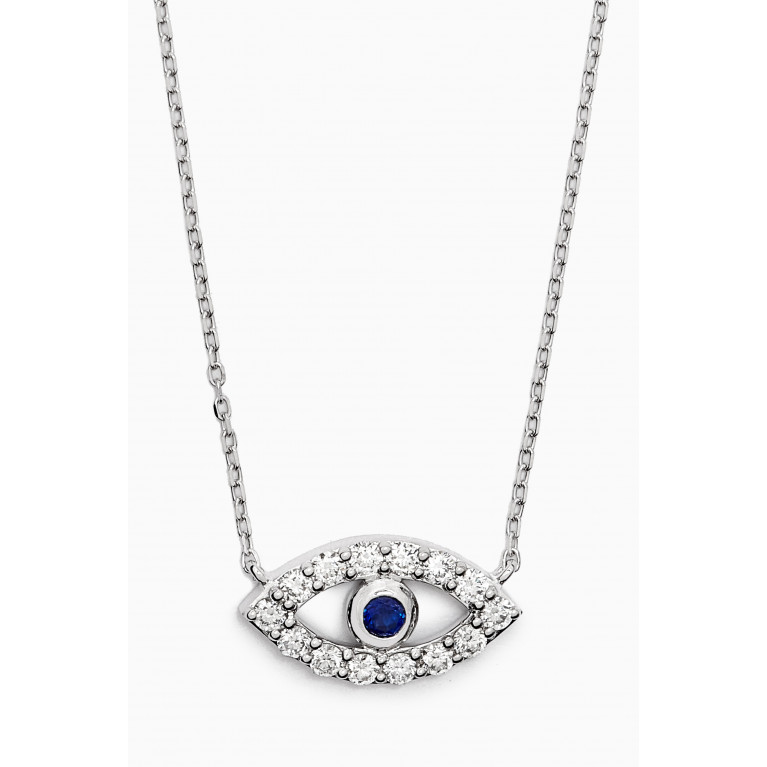 Fergus James - Evil Eye Blue Sapphire & Diamond Pendant in 18kt White Gold