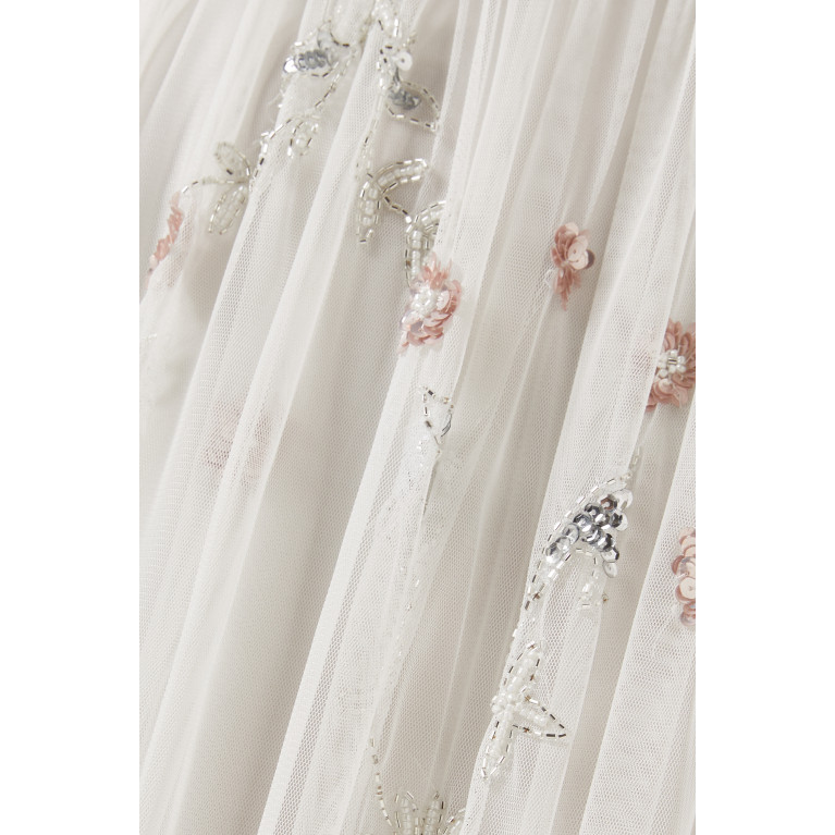 Frock&Frill - Floral Embellished Maxi Dress in Tulle White