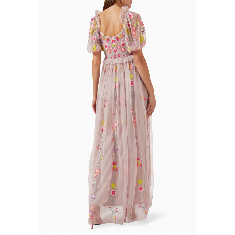 Frock&Frill - Floral Embellished Maxi Dress in Tulle