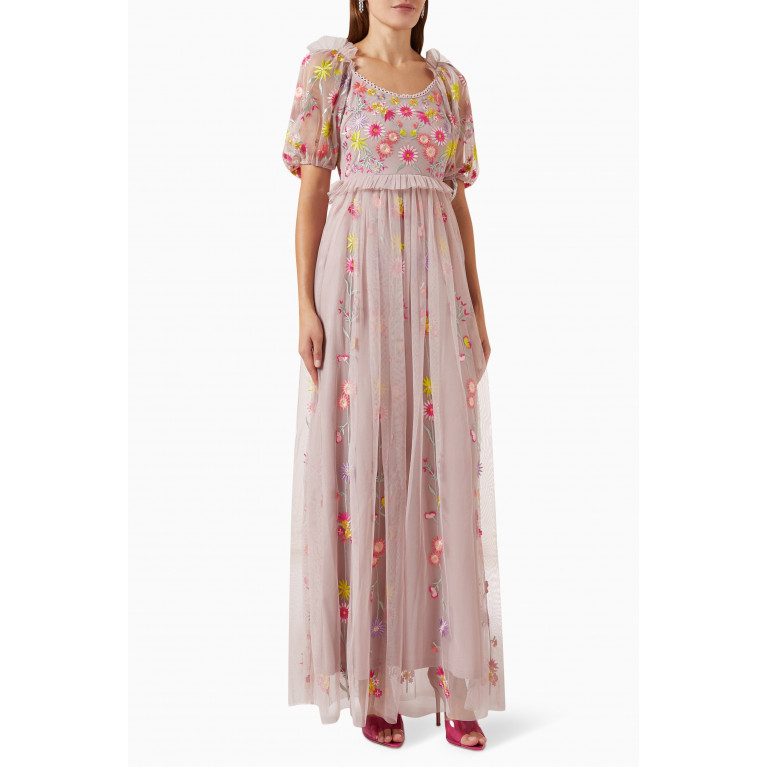Frock&Frill - Floral Embellished Maxi Dress in Tulle