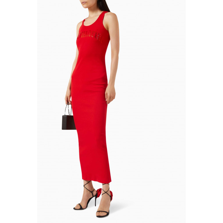 Blumarine - Embellished-logo Bodycon Dress Red