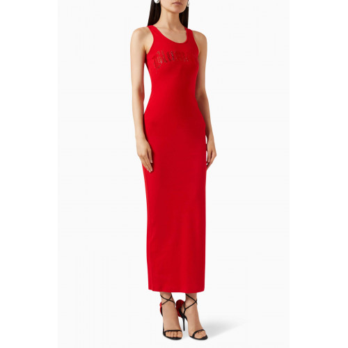 Blumarine - Embellished-logo Bodycon Dress Red