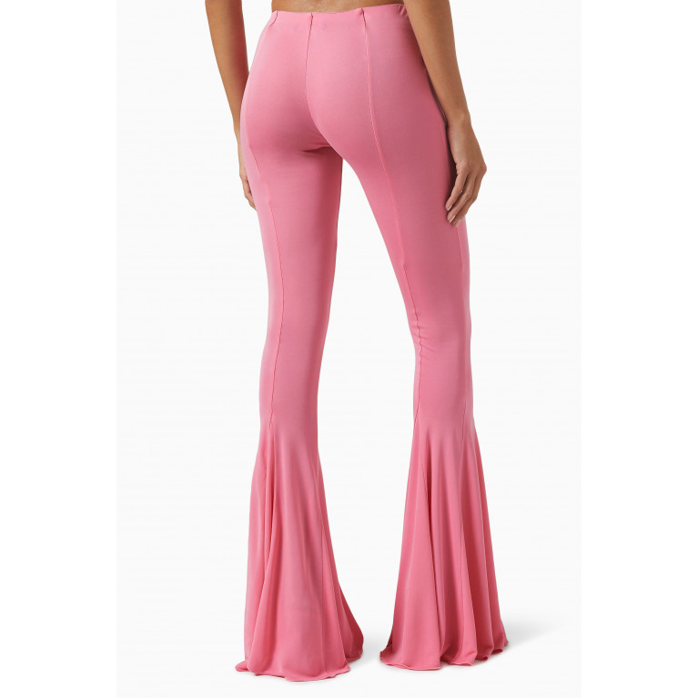 Blumarine - Flared High-rise Pants in Viscose Pink