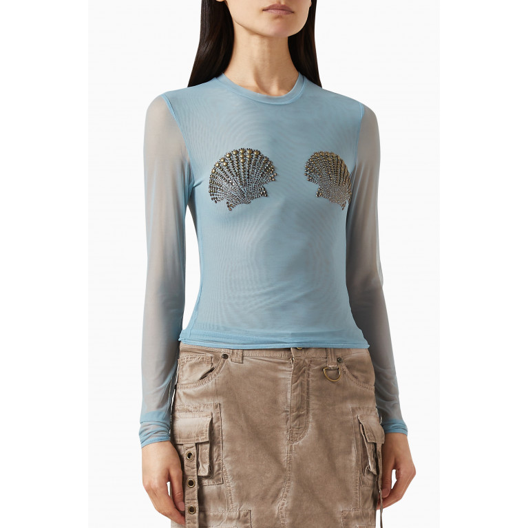Blumarine - Embroidered T-shirt in Tulle