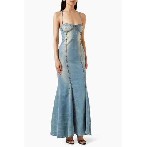 Blumarine - Fishtail Studded Dress in Denim
