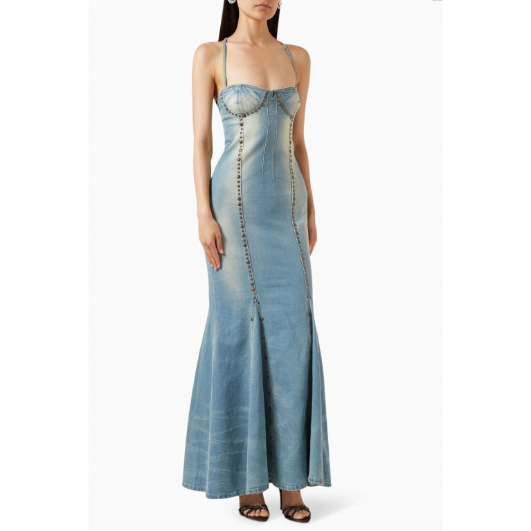Blumarine - Fishtail Studded Dress in Denim