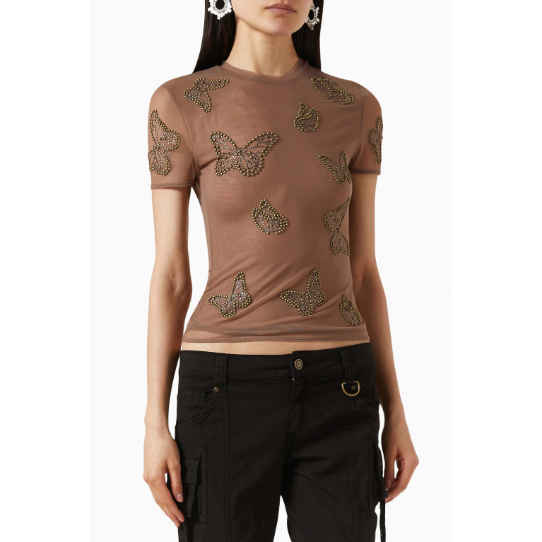 Blumarine - Embroidered T-shirt in Tulle