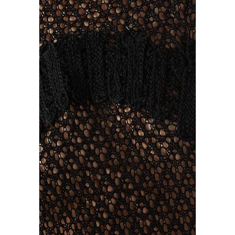 Blumarine - Crochet-knit Sheer Top in Viscose-blend Black