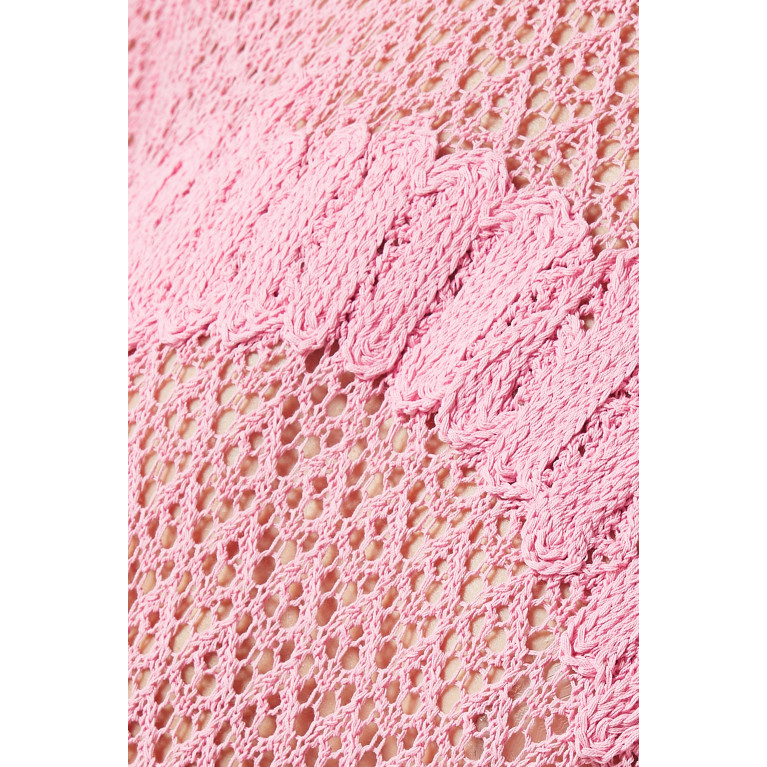 Blumarine - Crochet-knit Sheer Top in Viscose-blend Pink