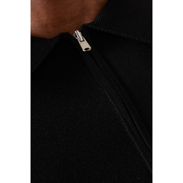 Sandro - Half-zip Polo Shirt in Viscose-blend Black