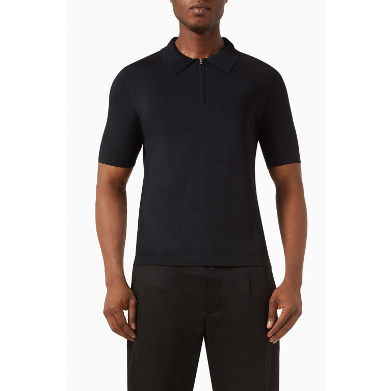 Sandro - Half-zip Polo Shirt in Viscose-blend Black