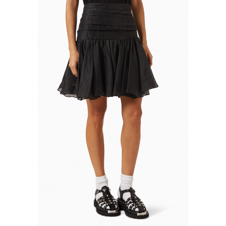 Sandro - Amazonite Ruffled Mini Skirt in Linen-blend