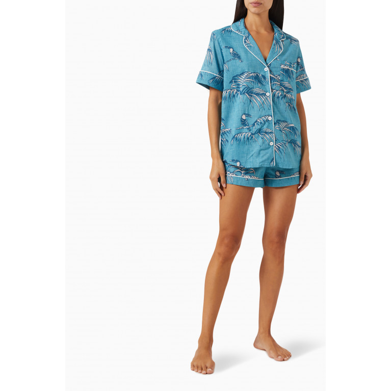Desmond & Dempsey - Bocas-print Short-sleeve Pyjama Set in Cotton