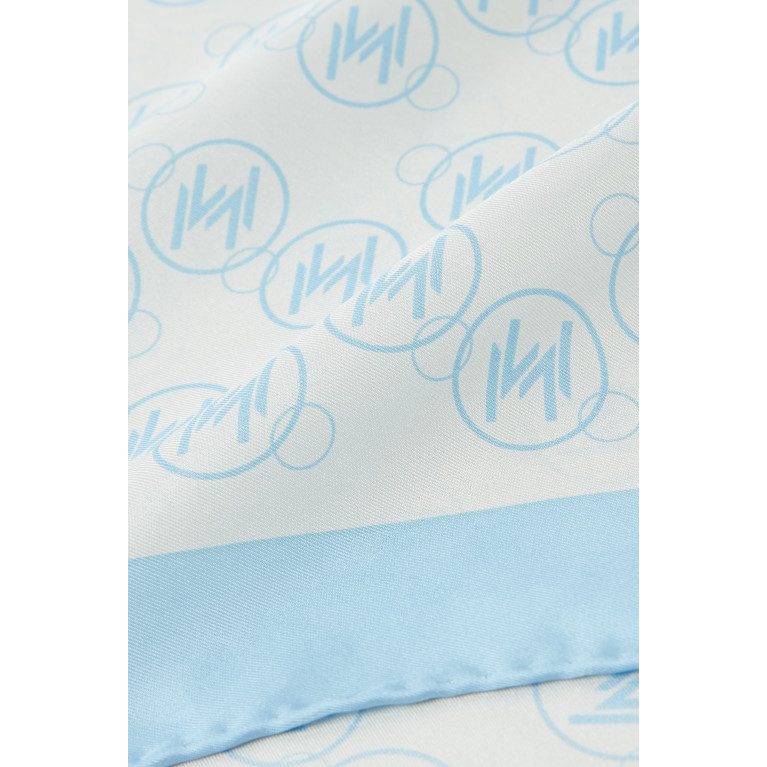 Marella - Bonbon Logo Scarf in Woven Silk Blue