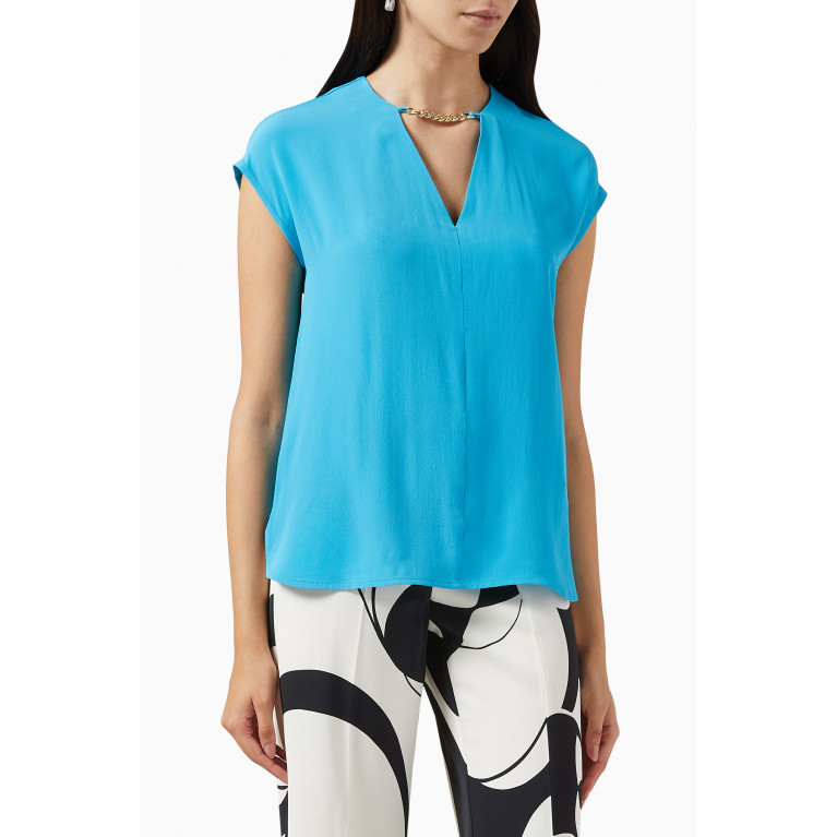 Marella - Aster Shirt in Silk Blend Blue